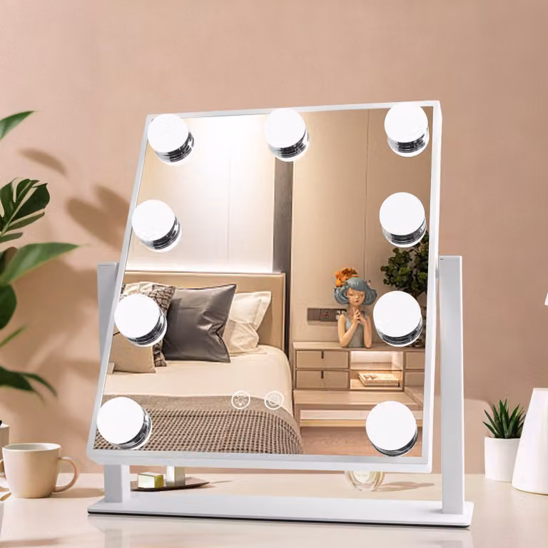 Specchio da trucco con illuminazione a LED in stile Hollywood, dimensioni 30x25 cm, con intensità regolabile, temperatura di colore 3000/6000 K