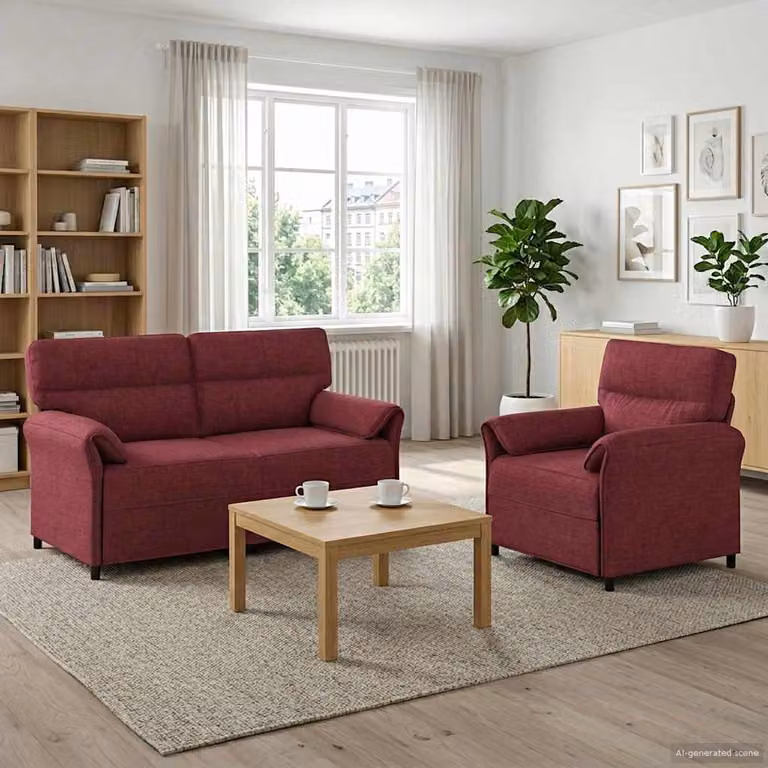 Set di 2 divani moderni vidaXL in tessuto rosso con struttura in metallo per il tuo soggiorno