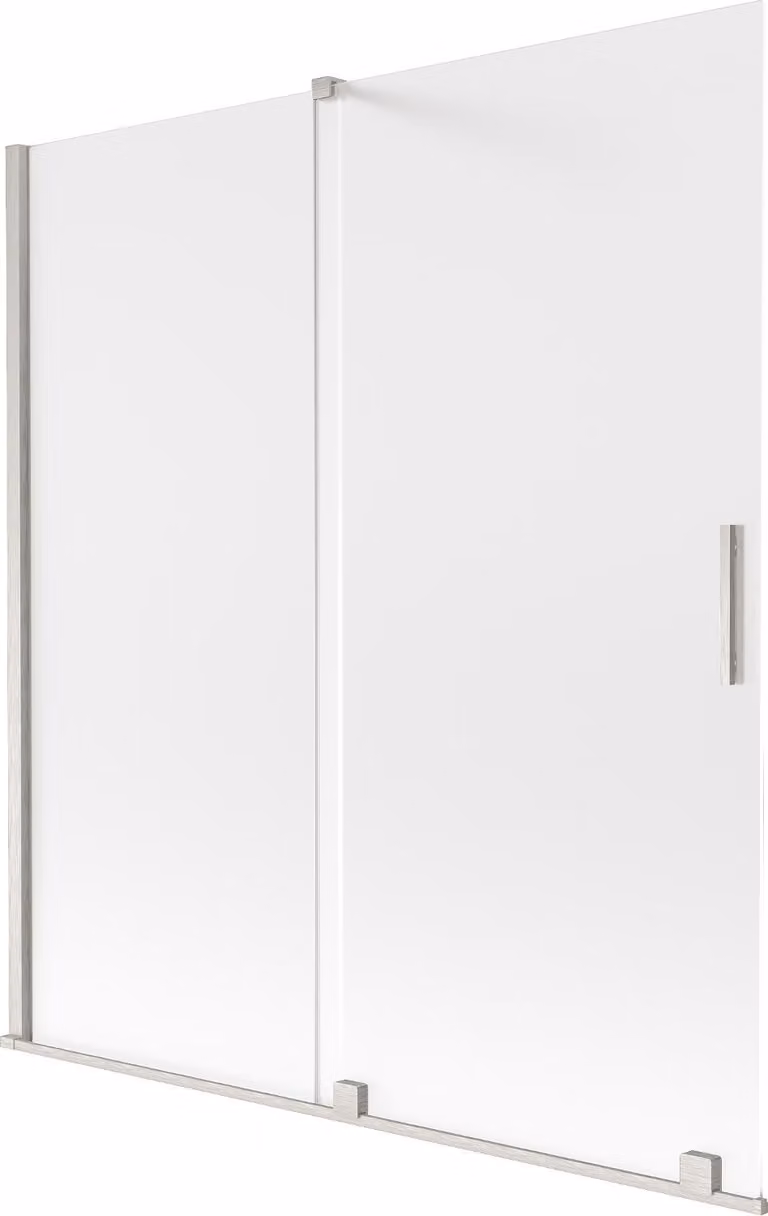 Mexen Velar paravento per vasca da bagno scorrevole a 2 ante 150 x 150 cm, ghiaccio, nichel spazzolato - 896-150-000-31-97