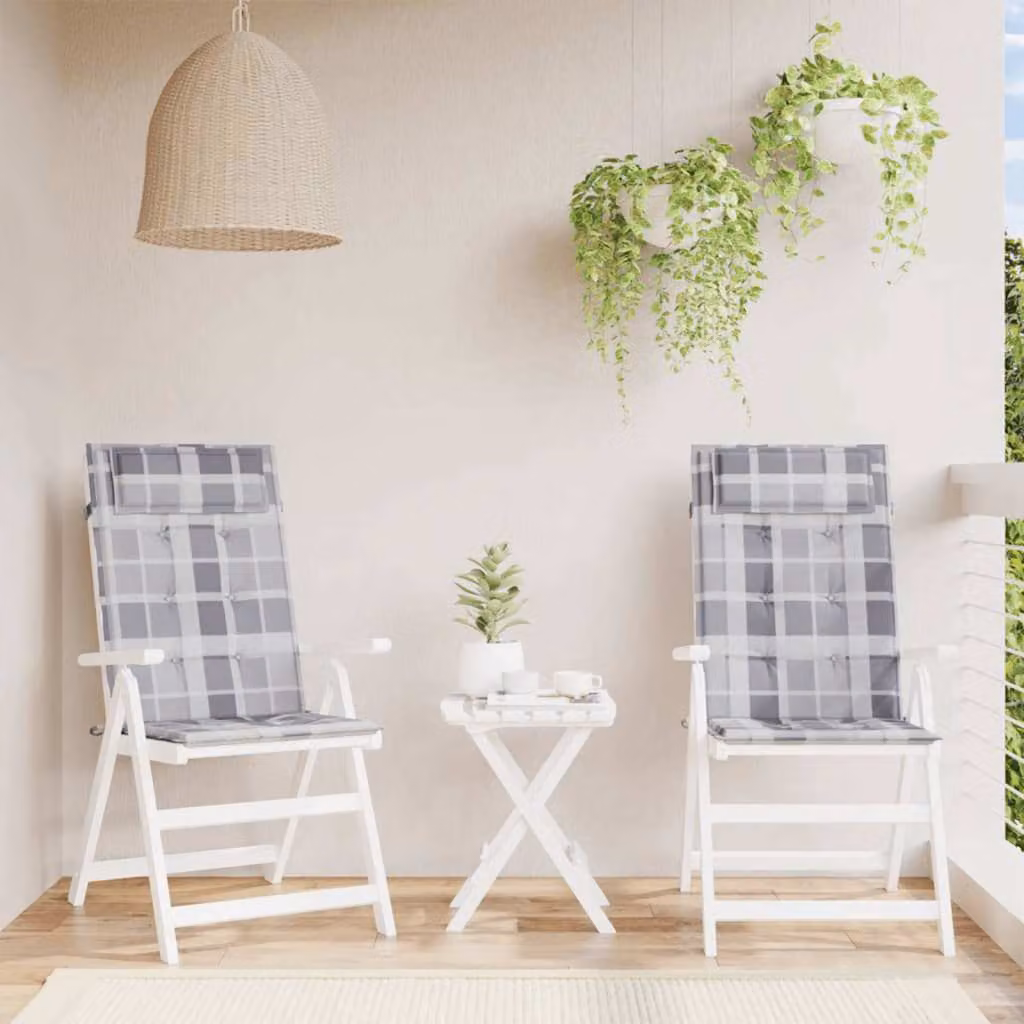 Set di 2 cuscini per sedia con schienale alto vidaXL in tessuto Oxford grigio, impermeabili e traspiranti