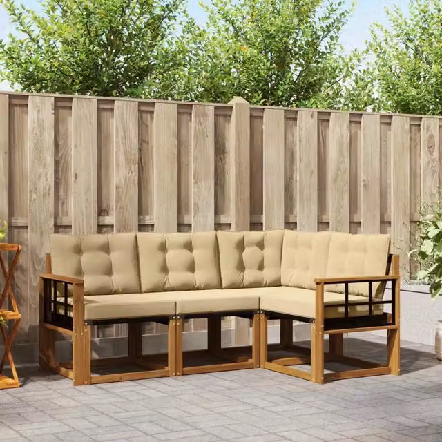 Set di divani da esterno 4 pz Naturale e Beige 3368624