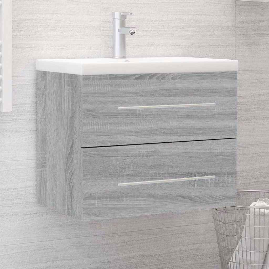 Mobile Bagno con Lavabo Integrato vidaXL Grigio Sonoma e Bianco in Legno e MDF