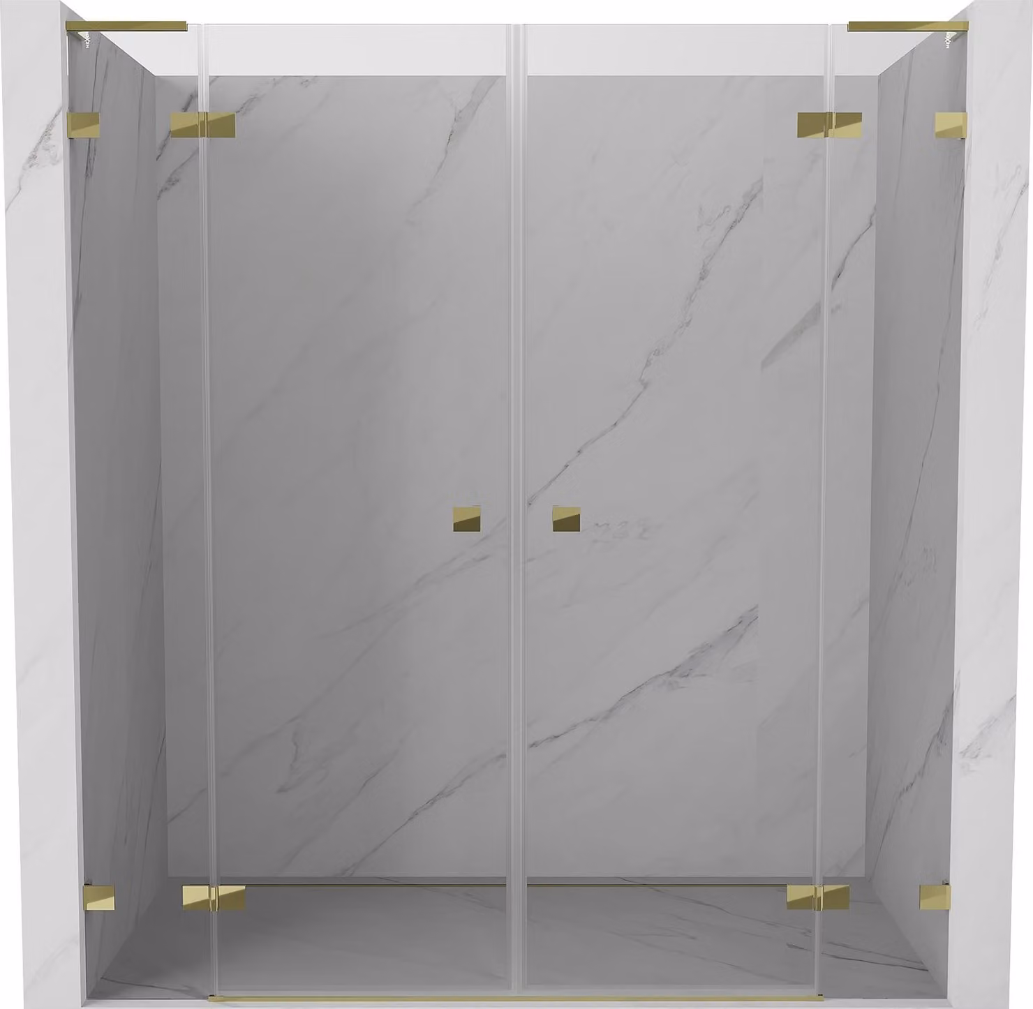 Mexen Lunar L Coppia di porte doccia battenti 180 cm, trasparenti, oro - 834DL-180-000-50-00