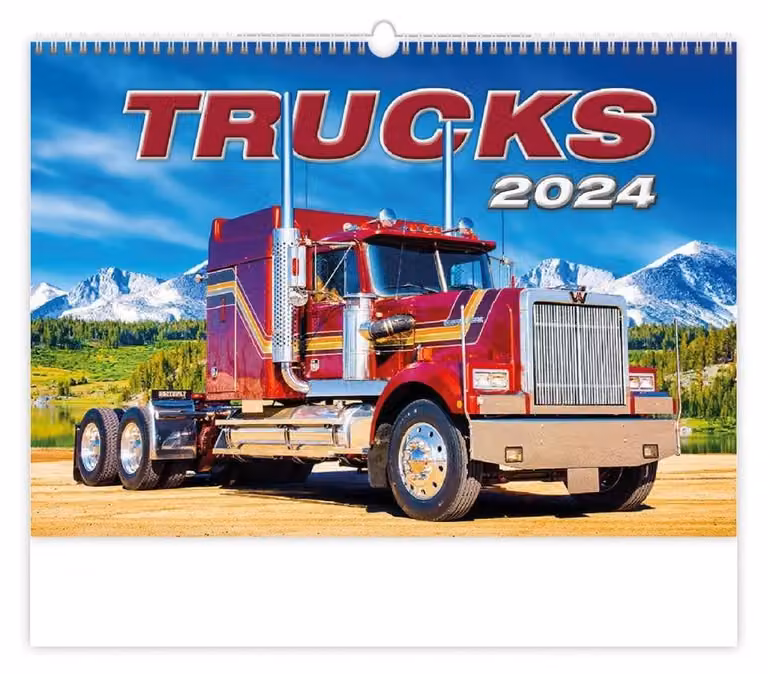 Calendario da parete 2024 - Panoramica mensile con camion - 45 x 31,5 cm