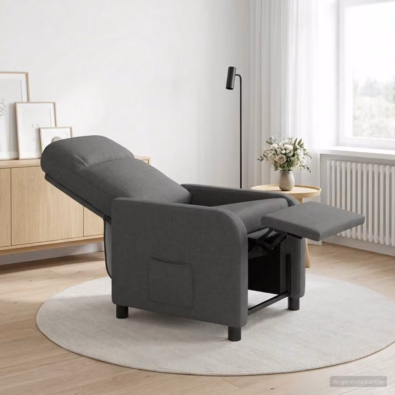 vidaXL Poltrona reclinabile moderna in tessuto Grigio con braccioli