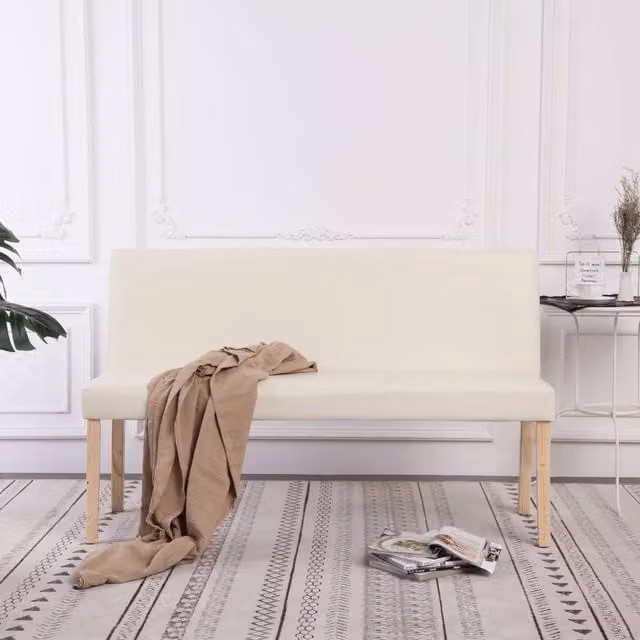 Panca-Sgabello 139,5 cm Crema in Similpelle