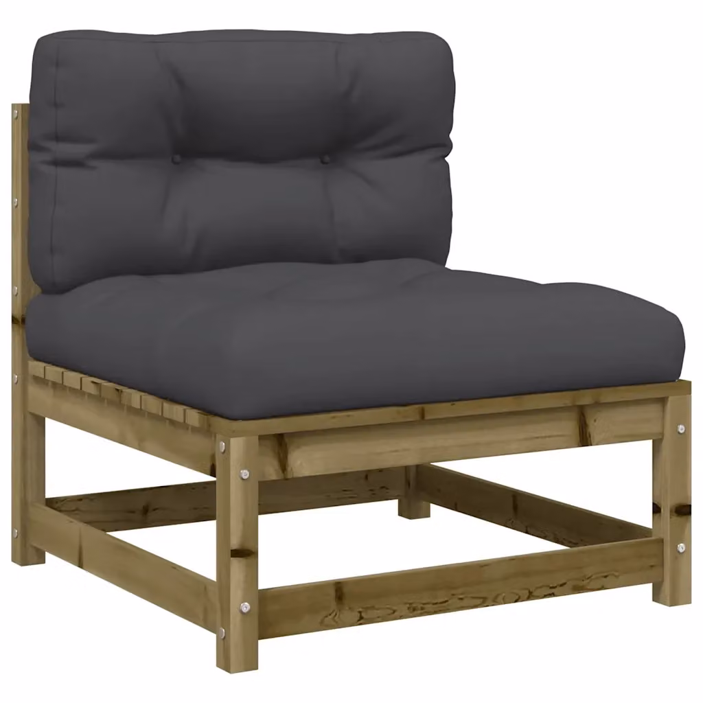 Divano da giardino vidaXL in legno di pino trattato con cuscini imbottiti color grigio antracite – 2