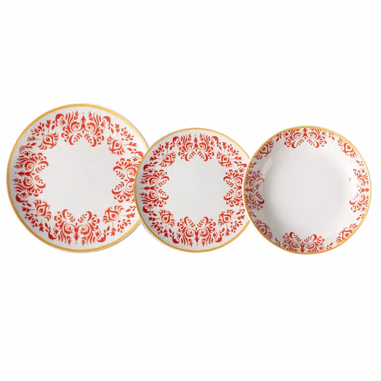 Servizio di piatti Gusto Casa Linea Zulema Red in porcellana, 18 pezzi, bianco e rosso