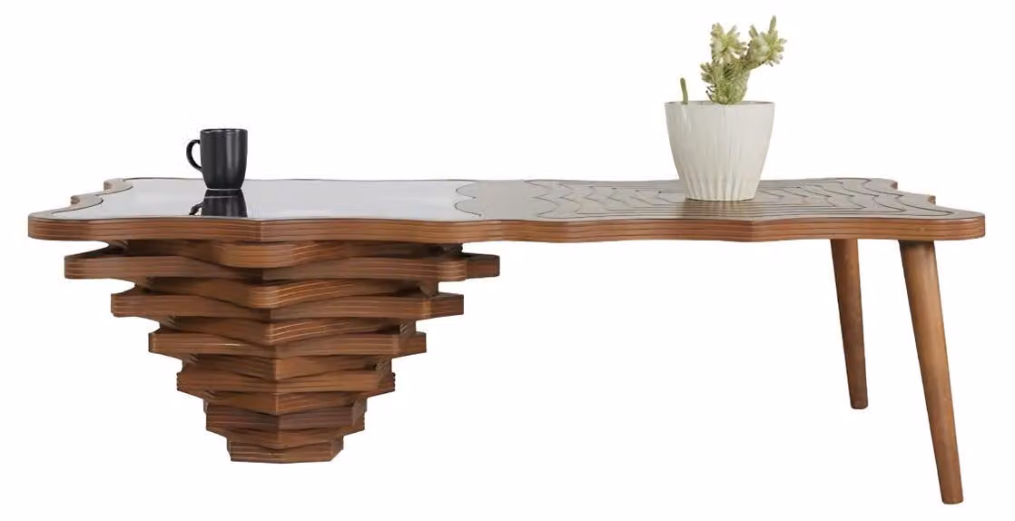 Wohnzimmertisch Couchtisch Freistehend Kaffeetisch Holz Braun Modern