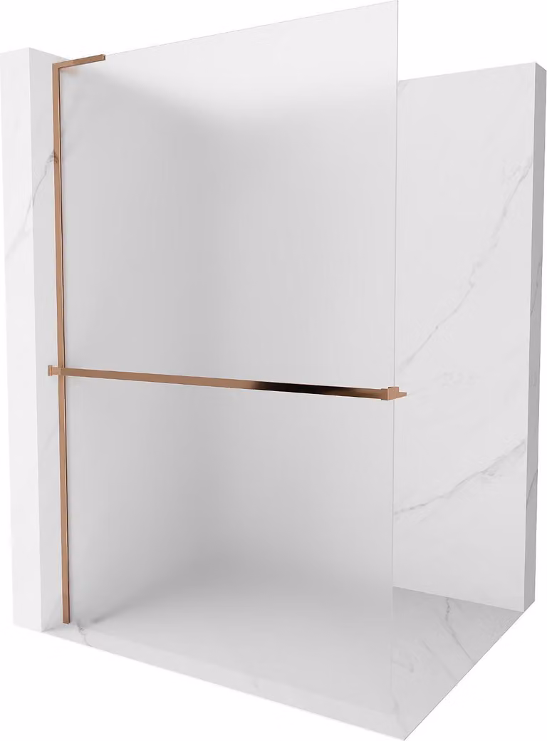 Mexen Kioto+ L pannello doccia con mensola Walk-in 70 x 200 cm, ghiaccio, oro rosa - 800-070-123-60-30