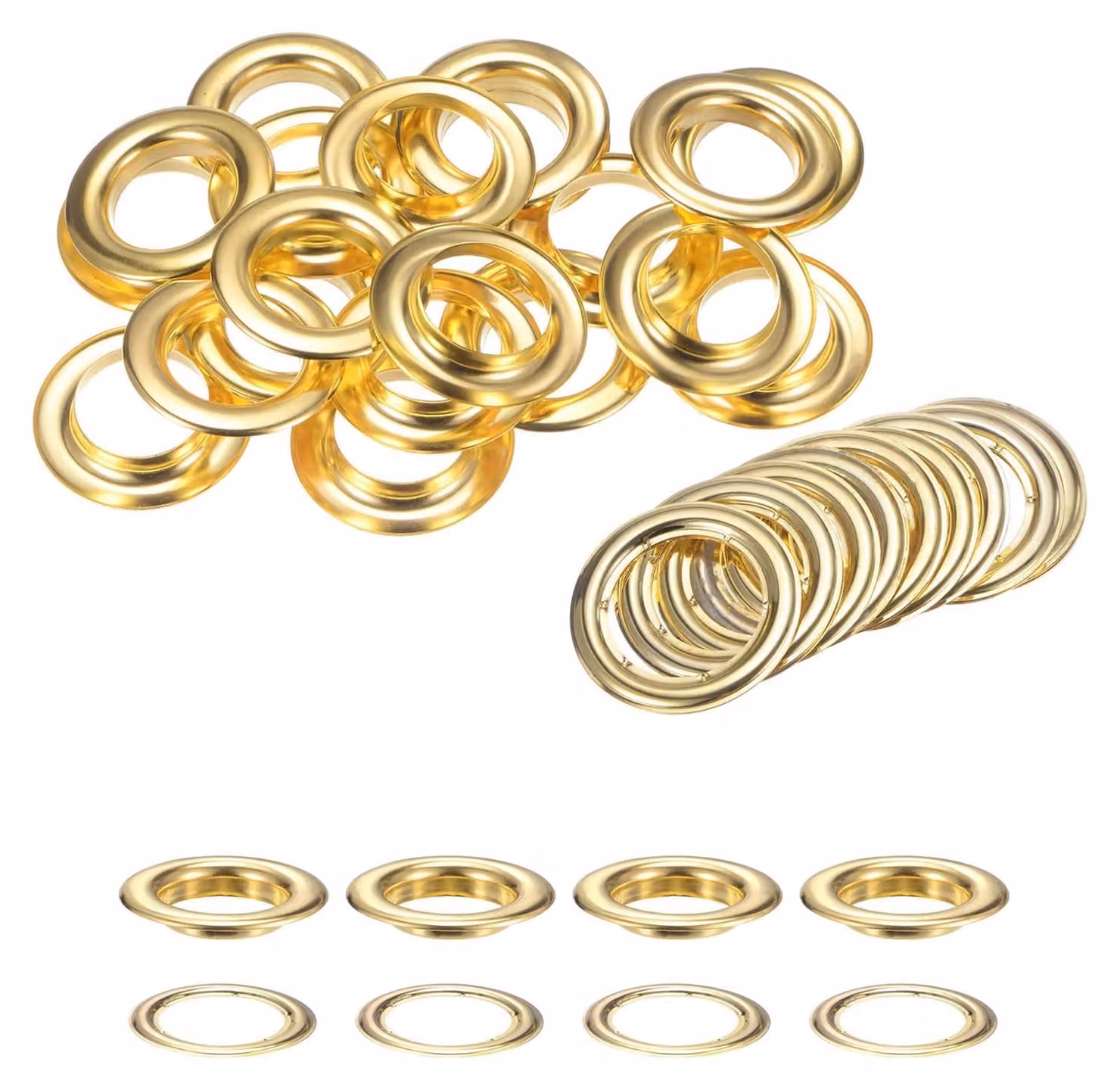 50 occhielli dorati da 20 mm con rondelle – occhielli in metallo