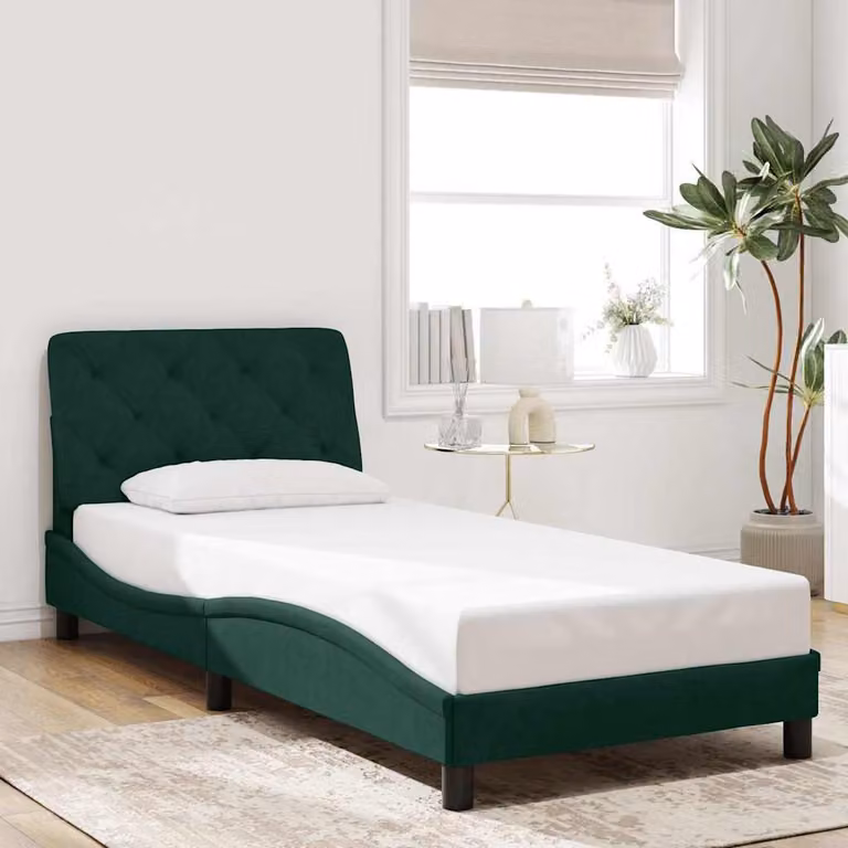 Giroletto vidaXL senza materasso in velluto verde scuro 90x200 cm