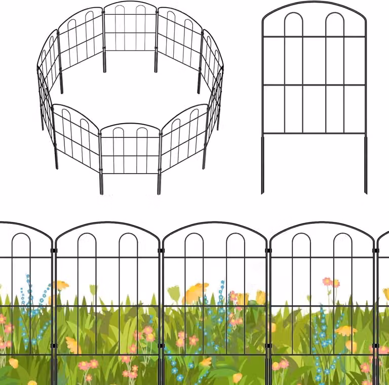 Recinzione da giardino, 61 cm di altezza, 20 pezzi, lunghezza totale 6,6 metri, filo metallico in acciaio inossidabile, ideale per cani
