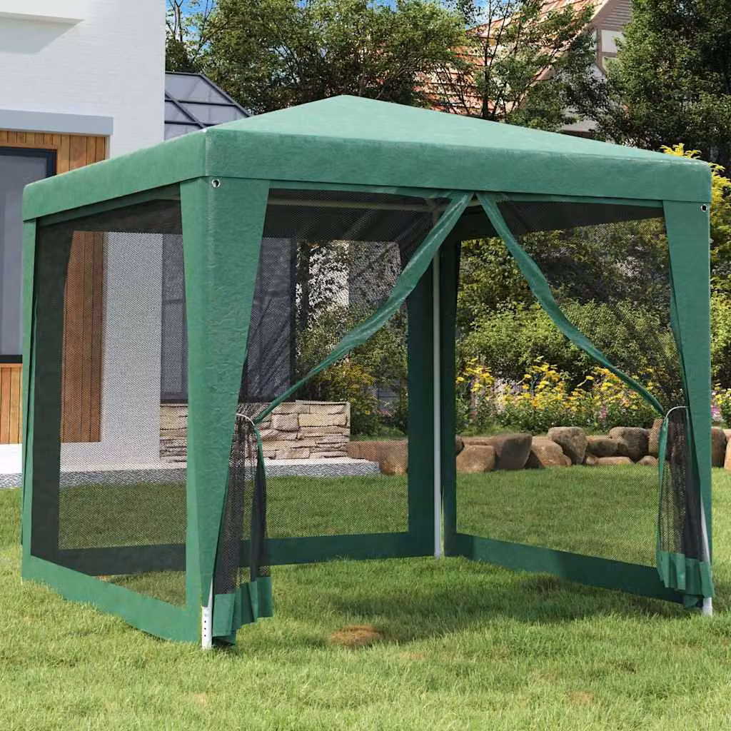 vidaXL Tenda per Feste con 4 Pareti Laterali in Rete Verde L/P: 250 x 250 cm, H: 245 cm