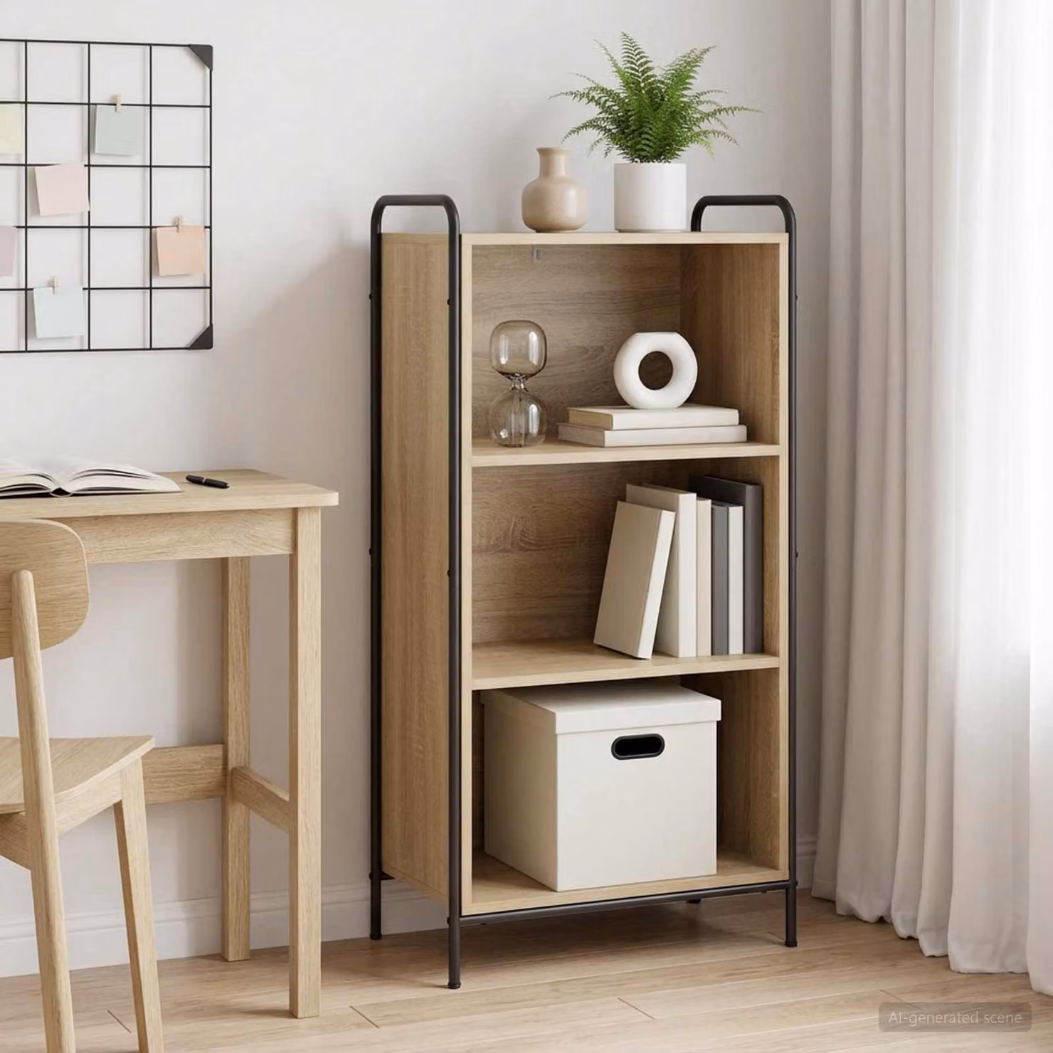 Armadio per Libri Moderno vidaXL in Legno e Metallo, Marrone e Beige, L: 55,5 cm, P: 33 cm, H: 174 cm