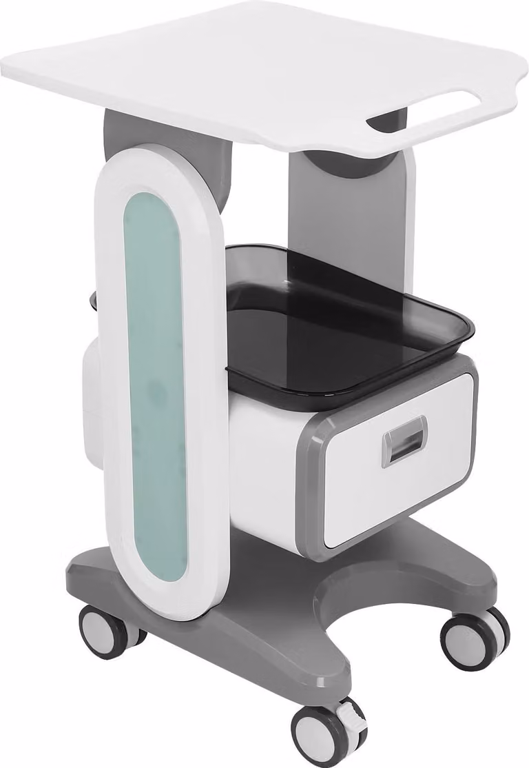 Carrello medico - Carrello a 3 ripiani - Ruote con freno - Capacità di carico 60 kg - Mobile - Per cliniche, saloni, casa - Bianco