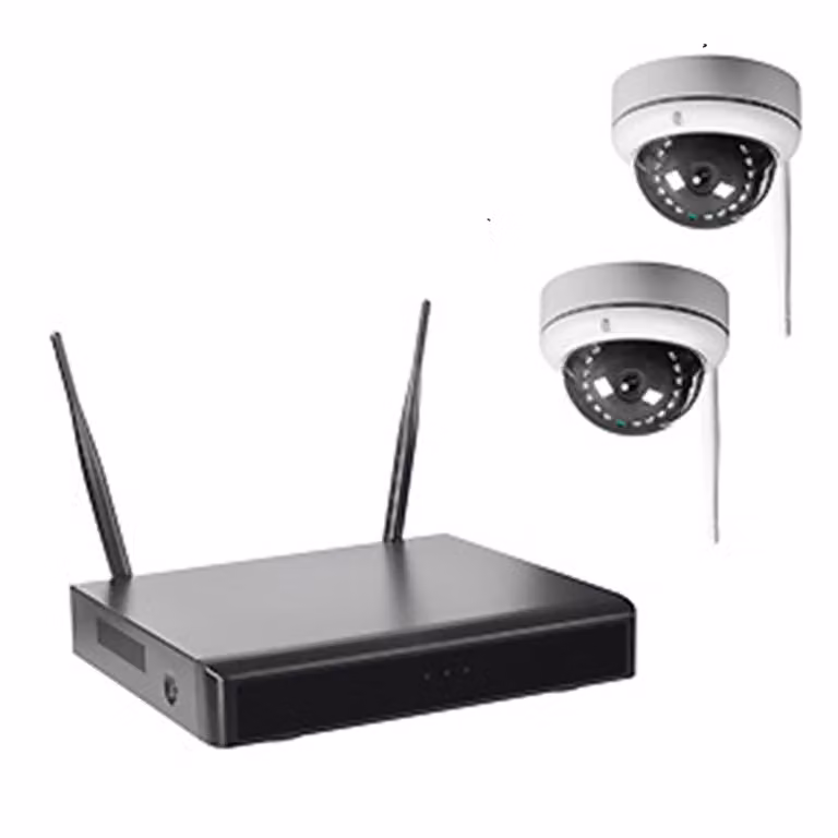NVR Wi-Fi con 2 telecamere a cupola wireless WR100D, disco rigido HDD da 1 TB, Wi-Fi