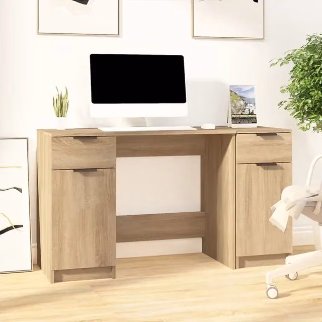 Scrivania con Mobile Laterale Rovere Sonoma Legno Multistrato 3115910