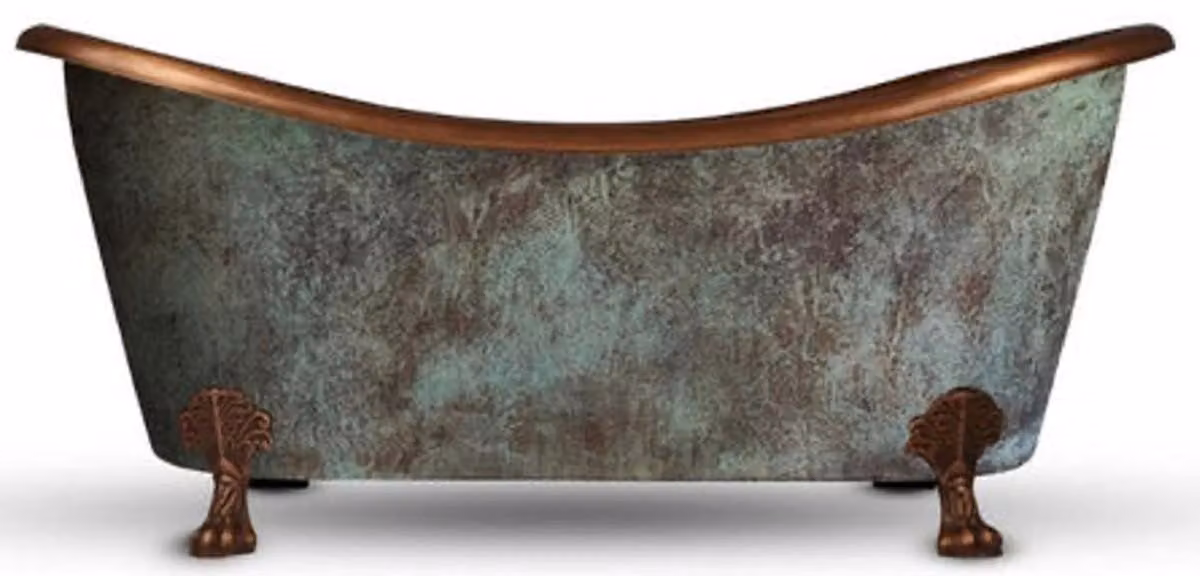 Casa Padrino Luxury Art Nouveau Copper Bathtub Antique Mint Green / Copper 170 x 72 x H. 71 cm - Freestanding Retro Bathtub - Rustic Copper Bathroom Furniture