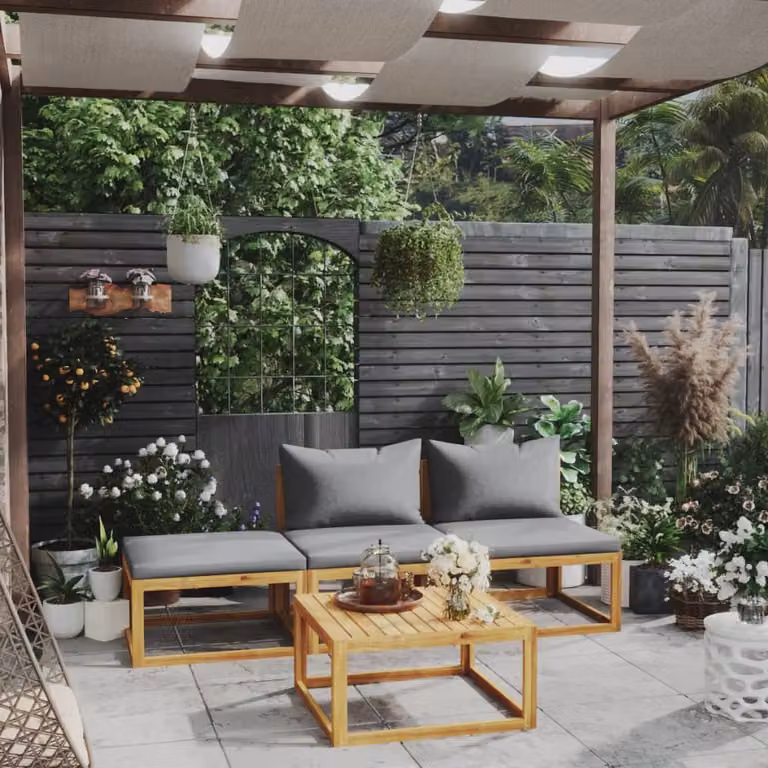 Maison Exclusive - Set da giardino 4 pezzi con cuscini in legno massello di acacia