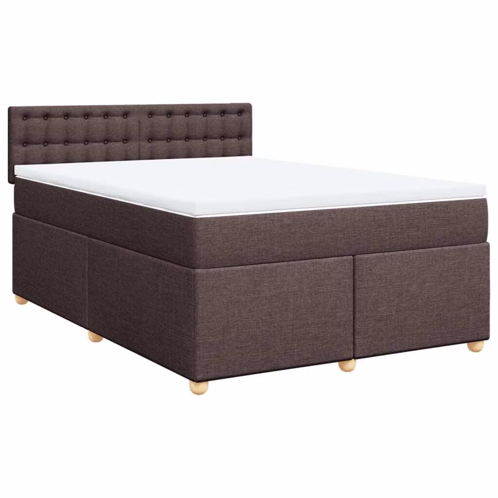 Giroletto a Molle con Materasso Marrone Scuro 140x200cm Tessuto
