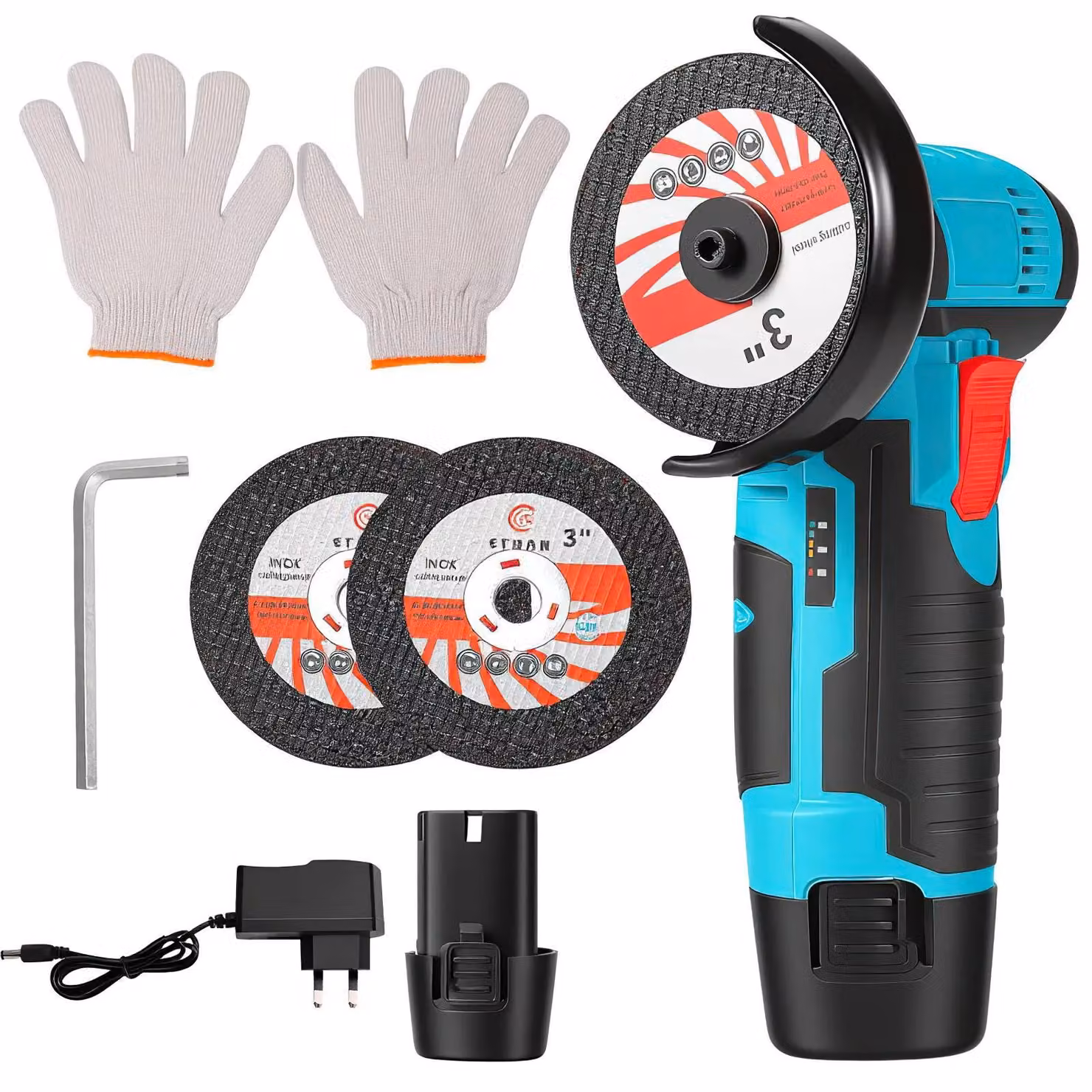 Smerigliatrice angolare – Smerigliatrice angolare mini da 12V senza fili – Motore brushless – Controllo della velocità – Design compatto, ideale per spazi ristretti – Adatta per la lucidatura e il fai-da-te – Con 1 batteria