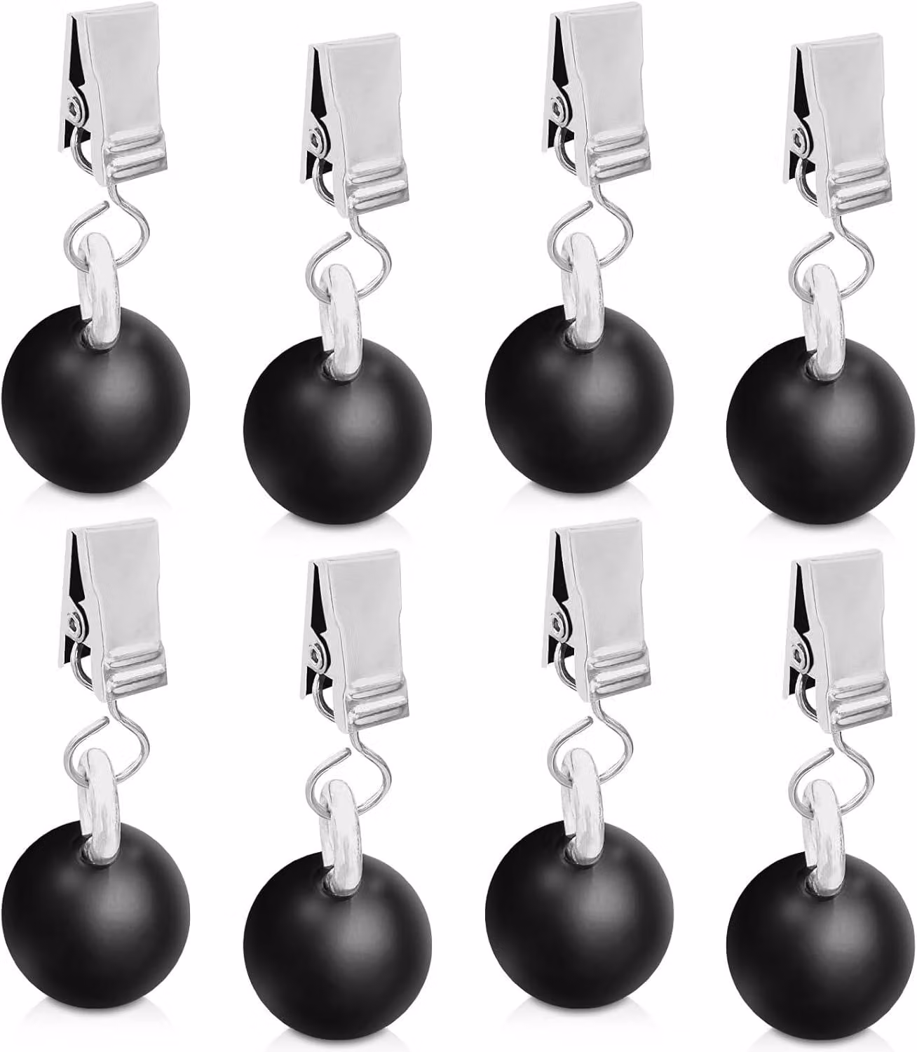 Set di pesi per tovaglioli da tavolo, 8 pezzi, con clip in metallo, colore nero, ideali per eventi all'aperto