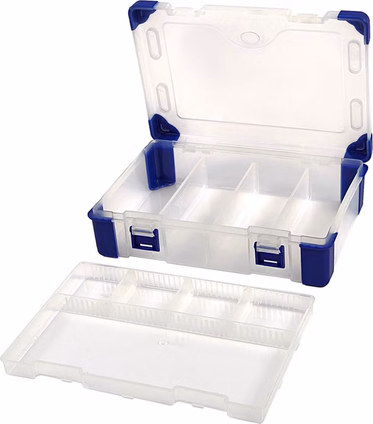Cassetta organizer modulare in plastica, valigetta portattrezzi vuota, con 3 scomparti regolabili per conservare viti, dadi, chiodi e piccoli accessori di ferramenta 23.5 x 16.5 x 6 cm