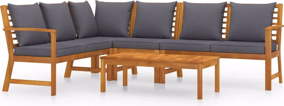Set Divani da Giardino 5 pz con Cuscini in Massello di Acacia