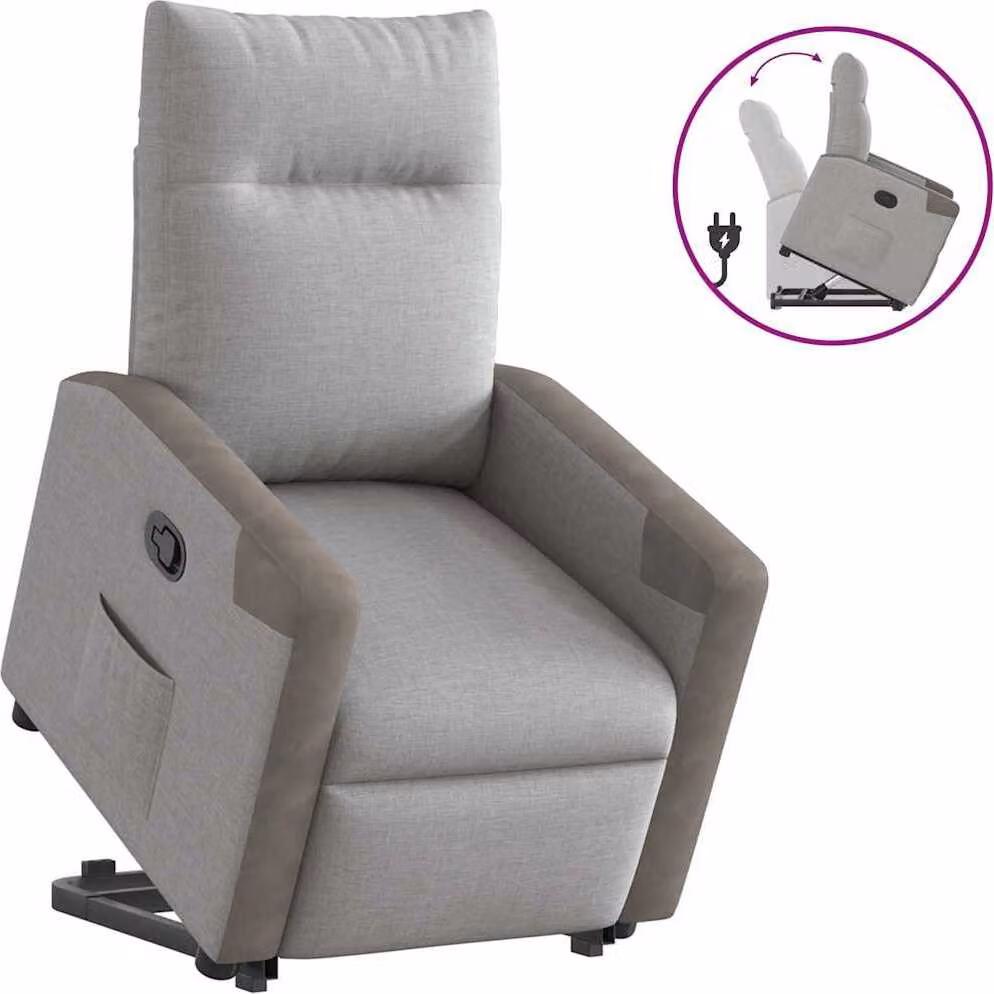 Poltrona relax con ausilio per l'alzata, tessuto grigio Cloud