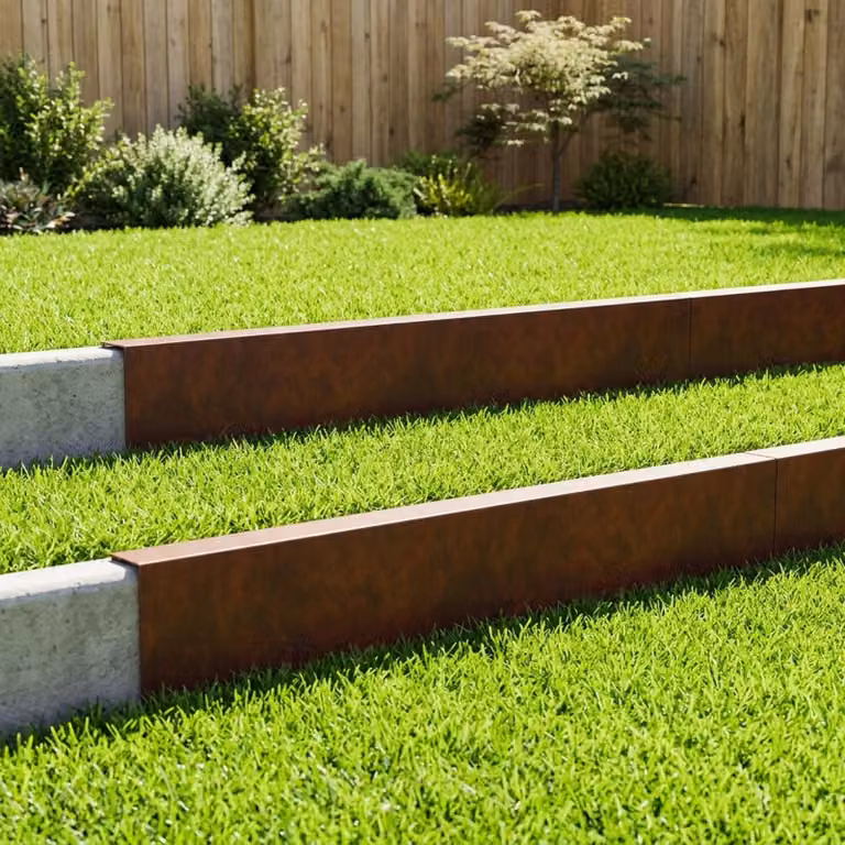 Set di 10 profili di copertura per giardino vidaXL in acciaio color ruggine, L 100 x P 6 x H 15 cm