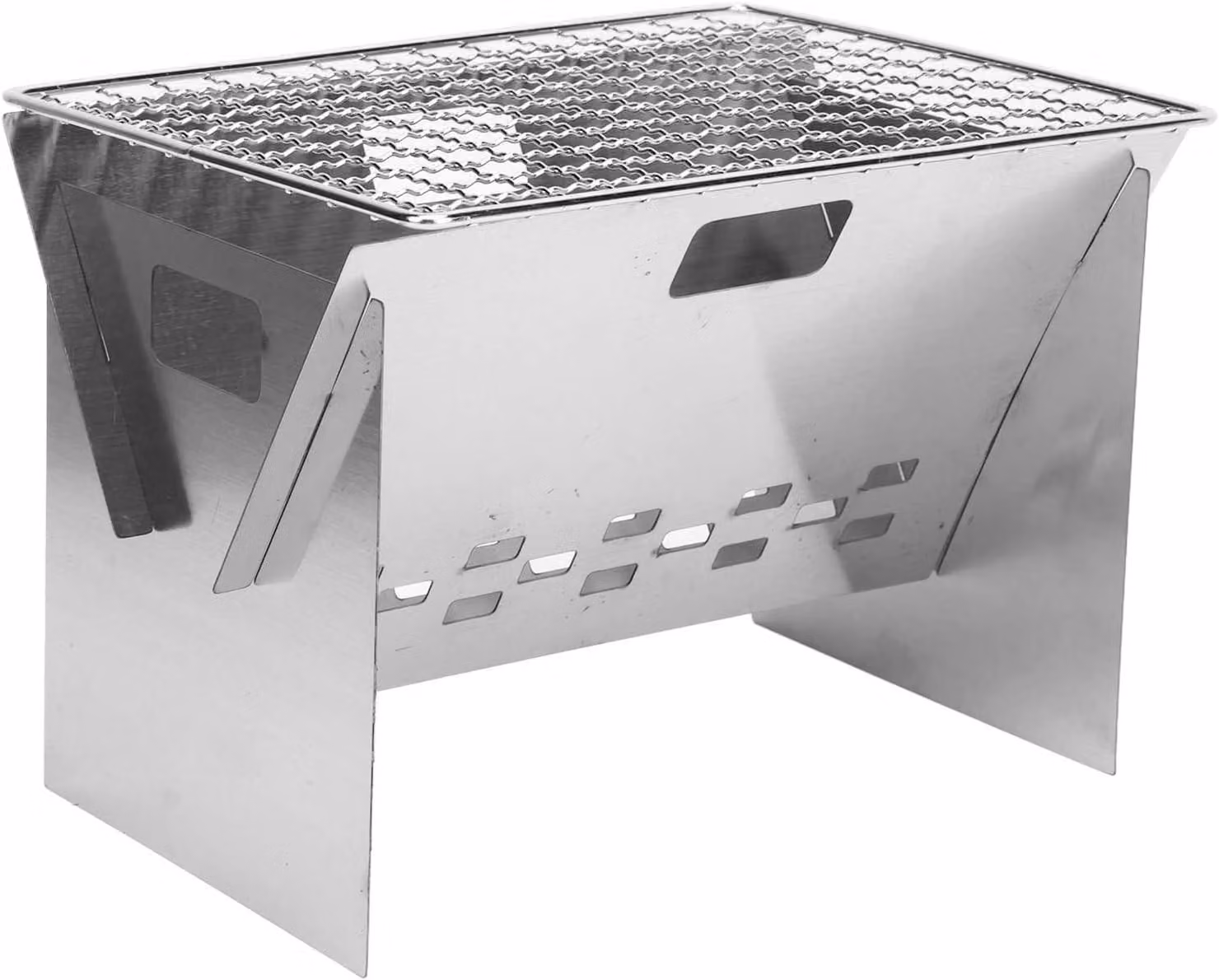 Grill BBQ Portatile - Acciaio Inossidabile - Mini Grill a Carbone - Grill da Campeggio - 1 a 2 Persone - Supporto Stabile
