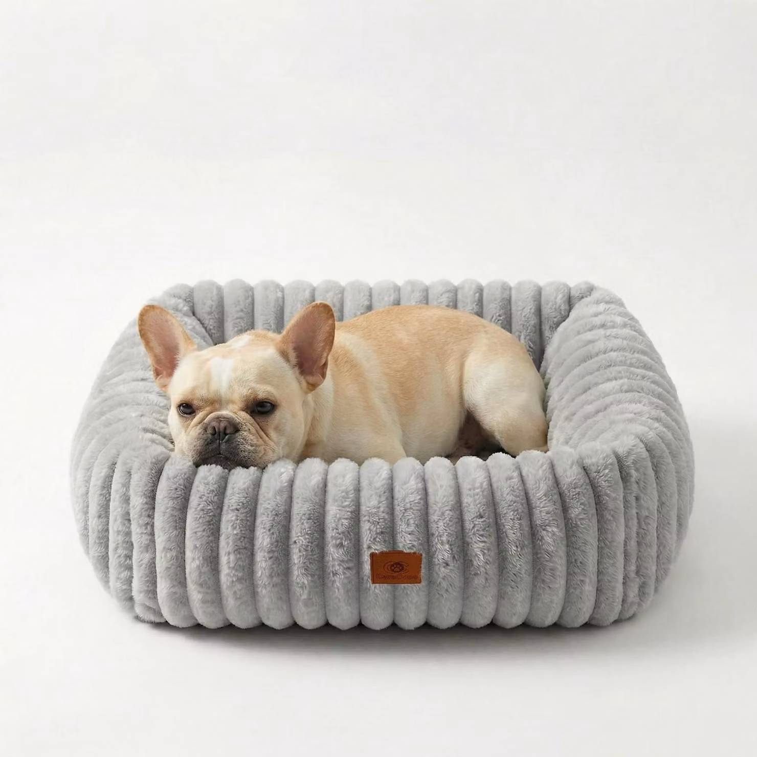 Cuccia per cani - Cuscino per cani - Grigio - Taglia S, 50 x 48 x 15 cm - Rivestimento rimovibile - Per cani e gatti di piccola taglia