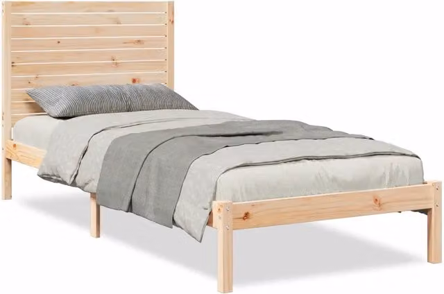 Letto singolo extra lungo in legno massello di pino con doghe fisse L/P/H: 95.5 x 215.5 x 100 cm