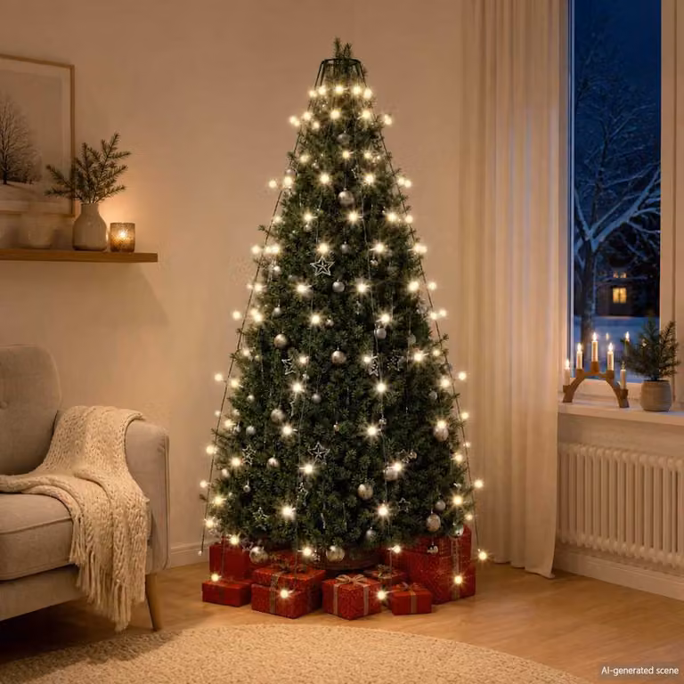 Rete di luci per albero di Natale vidaXL con 150 LED bianco freddo, 150 cm
