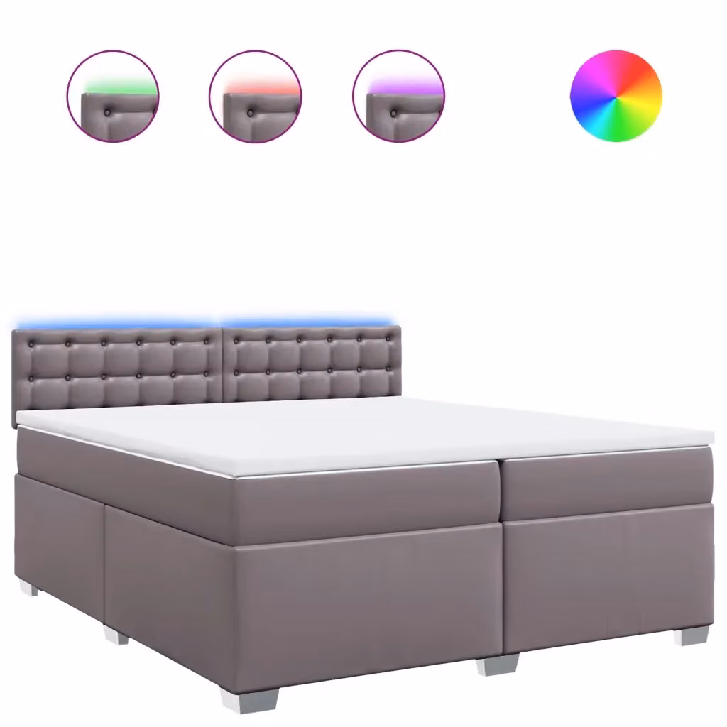 Letto matrimoniale moderno vidaXL con materasso ibrido a molle insacchettate e rivestimento in similpelle grigio e bianco, L/P/H: 200 x 200 x 100,5 cm – 2
