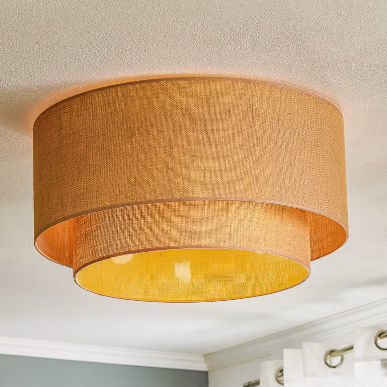 Plafoniera soffitto Boho jute Duolla, dimmerabile, Marrone / Ruggine, Soggiorno / Sala da pranzo, Tessuto / Stoffa / Seta, Campagna / Rustiche, Plafoniera