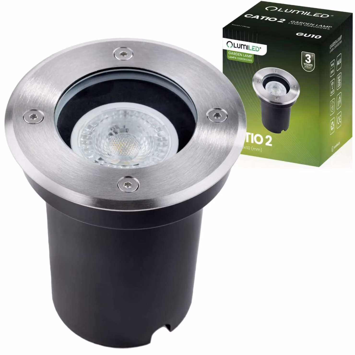 LUMILED luce da incasso a terra per GU10 - faretto a terra IP65 IK09 trafficabile luce da terra rotonda argento faretto da incasso a terra luce da esterno luce da sentiero