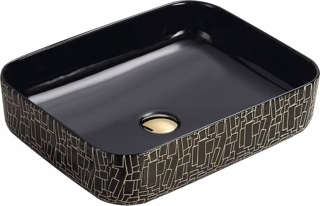 Lavabo MEXEN LORITA nero/oro 51 cm