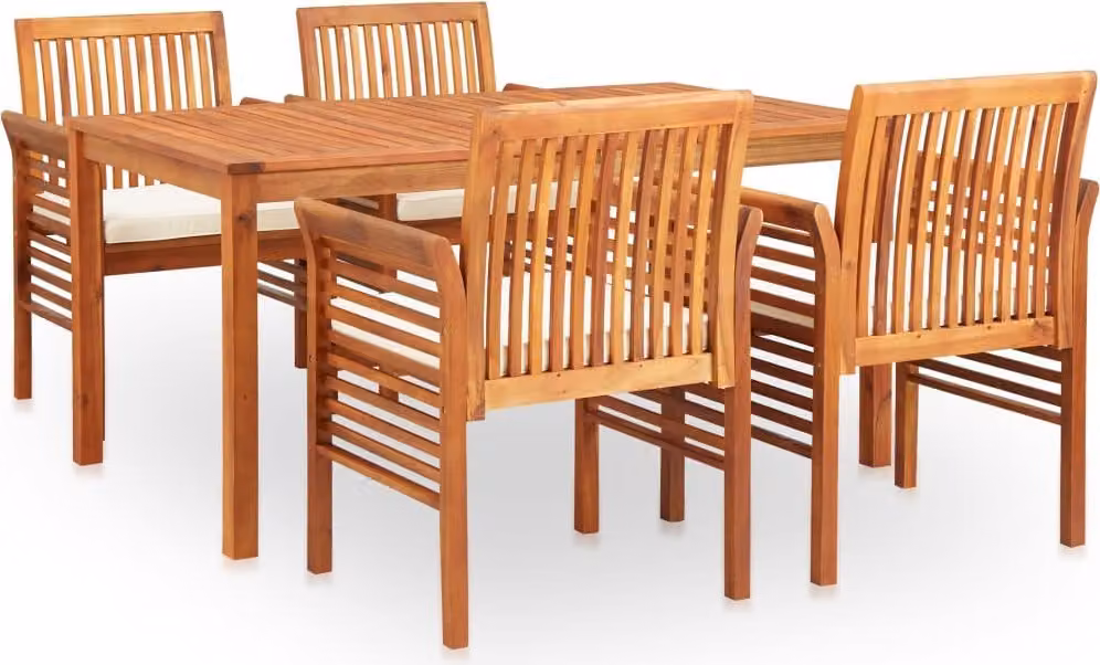 The Living Store Set da pranzo da giardino 5 pezzi con cuscini in legno massiccio di acacia