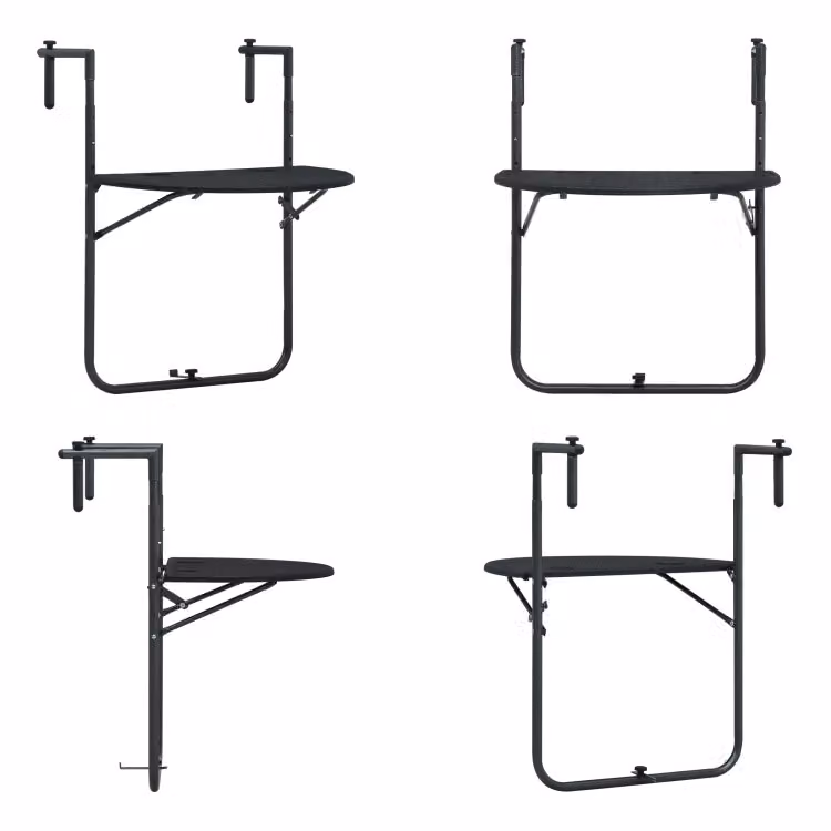 vidaXL Tavolo sospeso da balcone nero 60x64x83,5 cm in plastica effetto rattan - Tavolo da balcone - Tavoli da balcone - Tavolo da esterno - Tavoli da esterno