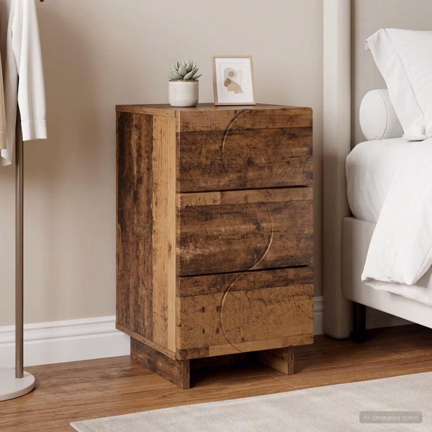 Comodino moderno vidaXL in legno composito color marrone, L 33,5 x P 34,5 x H 60 cm