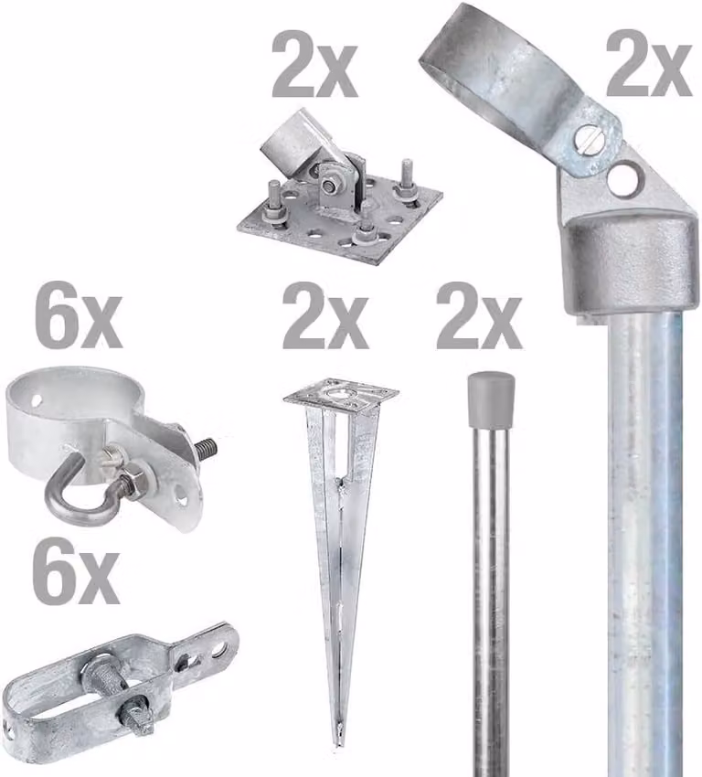 Alberts 634544 Set di angolari per recinzione, prese a terra a innesto, zincato a caldo, recinzione in rete metallica, altezza recinzione: 120 cm