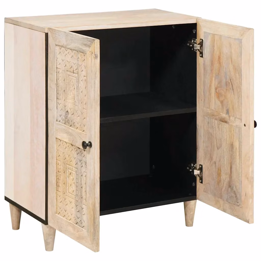 Credenza moderna vidaXL in legno di mango bianco L: 60 cm, P: 33,5 cm, H: 75 cm – 2