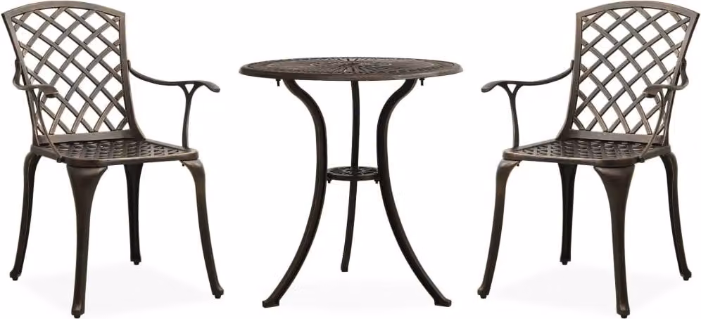 The Living Store 3-tlg. Set da bistrot in alluminio Bronzo
