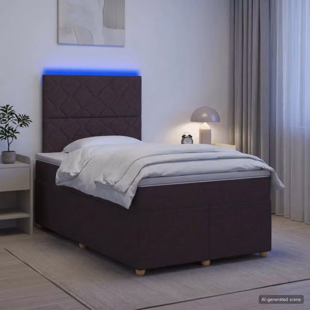 Letto box spring con materasso vidaXL in tessuto con base a sollevamento, illuminazione sottostante e porta USB, L/P: 120 x 200 cm, Multicolore