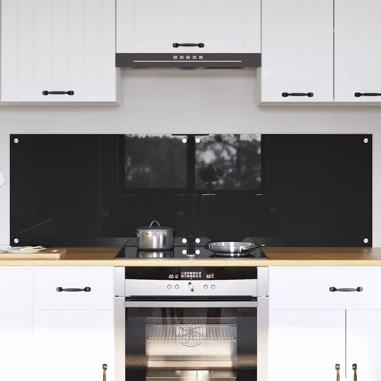 Set di 2 schienali da cucina vidaXL in vetro temperato nero, L 80 cm x H 50 cm