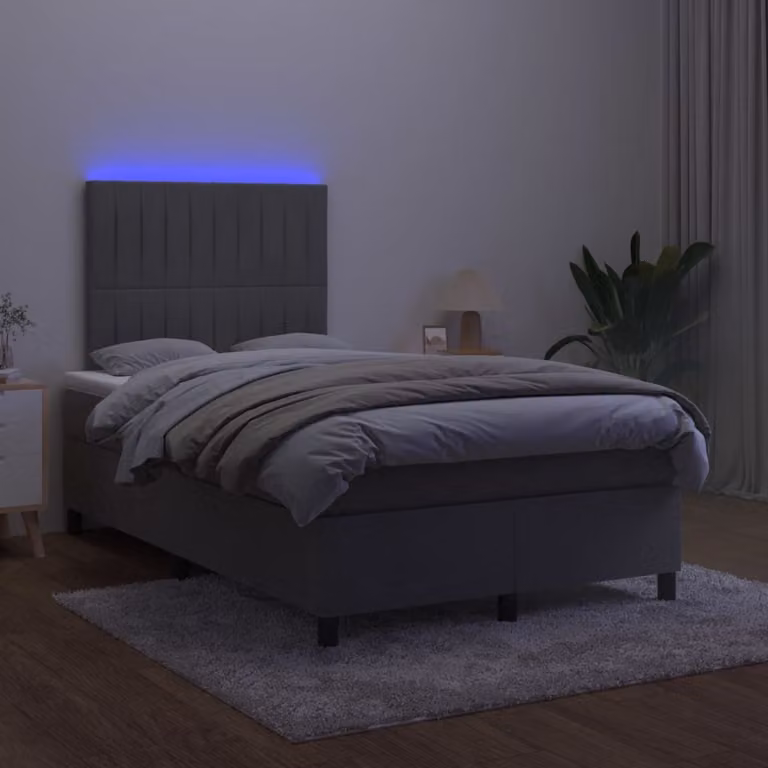 Maison Exclusive - Letto a Molle con Materasso e LED Grigio Scuro 120x200 cm