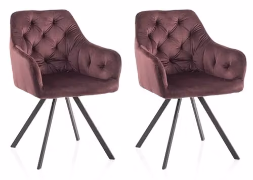 Giordanoshop Set 2 Sedie Imbottite 58x57x84 cm in Velluto Rosso