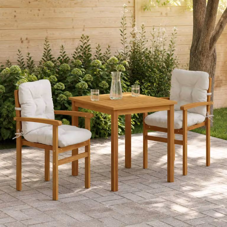 Set di 2 cuscini per sedia alta vidaXL VIANEN in poliestere bianco con fodera lavabile e resistente ai raggi UV